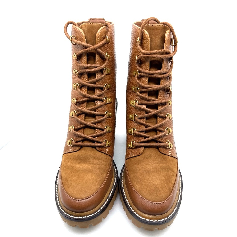 Tory Burch Miller 95mm Lug Sole Anke Boots Color: Toasted Caramel 7.5 w/dust bag - Picture 4 of 10